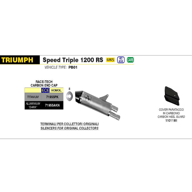 Escape Race Tech titanio Triumph Speed Triple 1200 RS-RR 21-